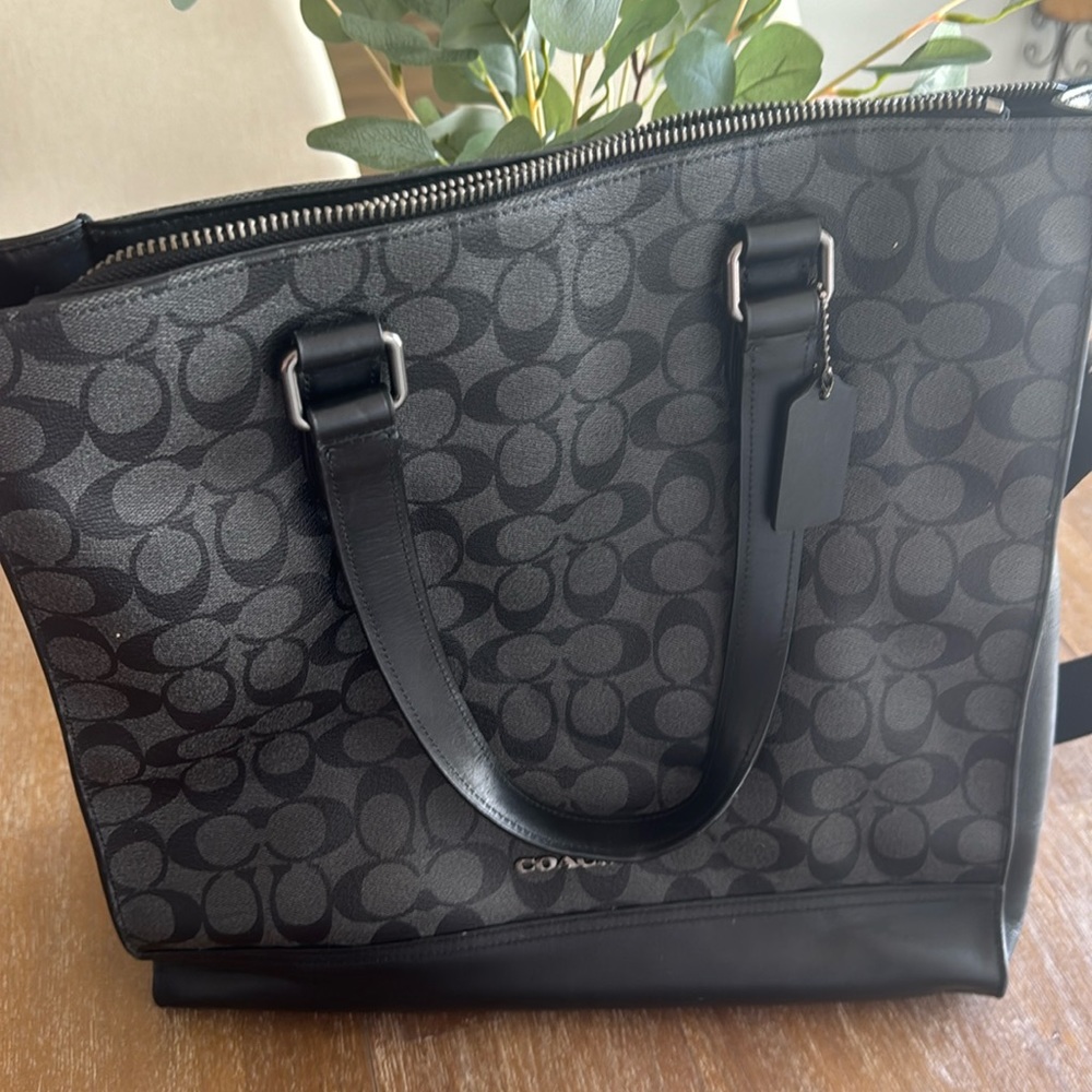 Coach Black and gray slim tote. Great condition. Smoke free home.